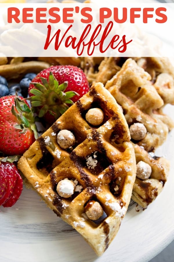 Combine two breakfast favorites -- cereal and waffles -- with this rich and peanut-buttery Reese's Puffs cereal waffles recipe.