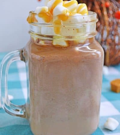 A rich and creamy slow cooker salted caramel hot chocolate recipe that will warm up your bones on those chilly Winter nights.