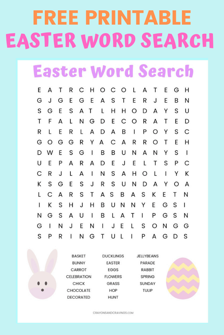 kids easter word search