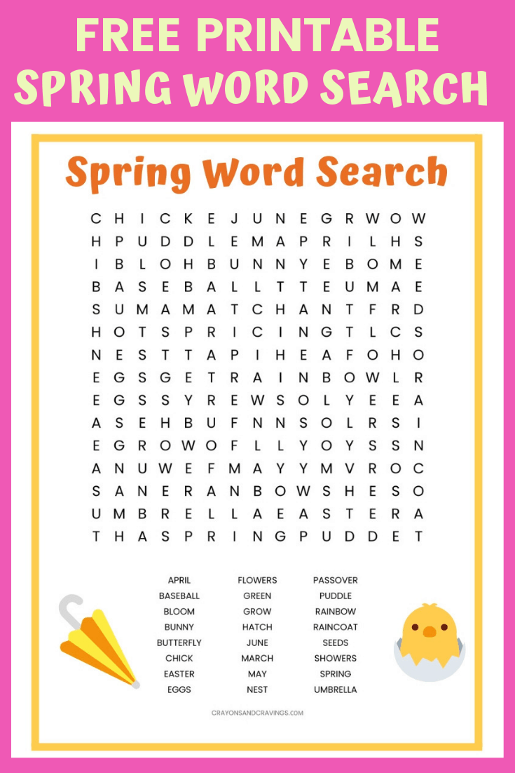 Spring Word Search Free Printable 4th Grade