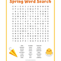 Free Spring Word Search Worksheet Printable