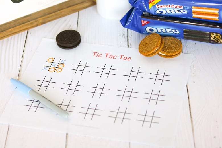 Use this free printable tic tac toe game board for a fun family game night!