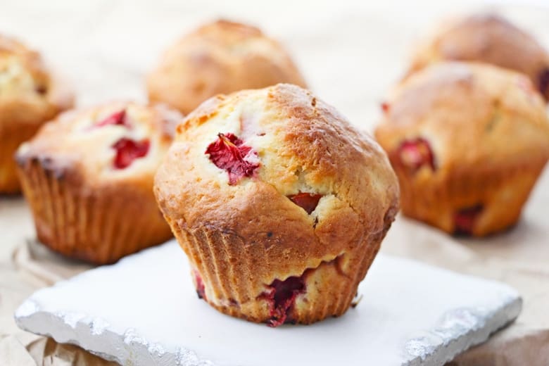 A sweet and fluffy homemade strawberry muffins recipe, made from scratch using fresh strawberries.A sweet and fluffy homemade strawberry muffins recipe, made from scratch using fresh strawberries.