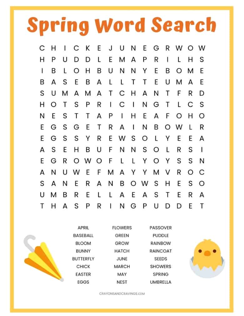 Spring Printable Word Searches