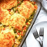 This chicken and dumpling casserole is a delicious take on a classic southern comfort food recipe that the whole family will love.