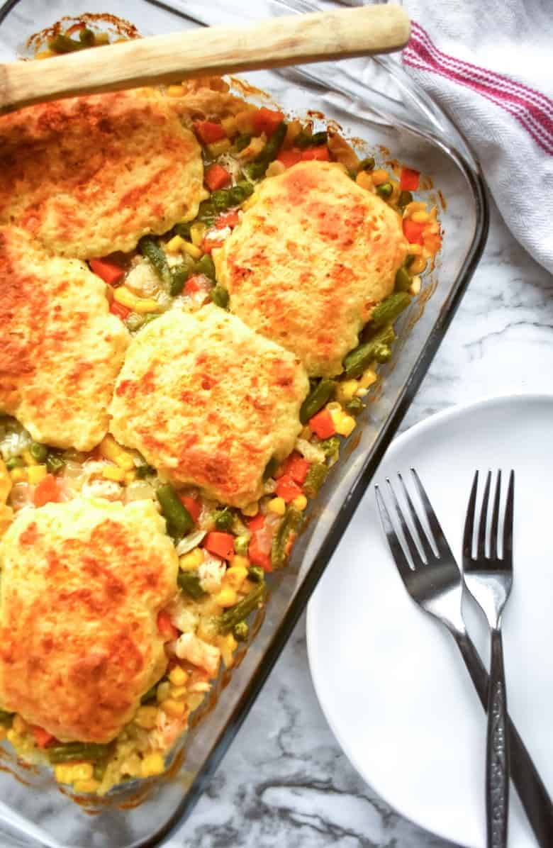This chicken and dumpling casserole is a delicious take on a classic southern comfort food recipe that the whole family will love.