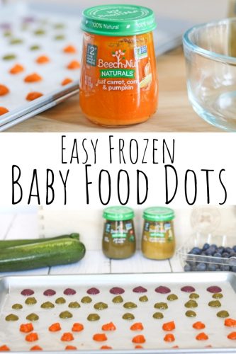 1-Ingredient frozen baby food dots are an easy finger food idea perfect for teething toddlers and self-feeders. 