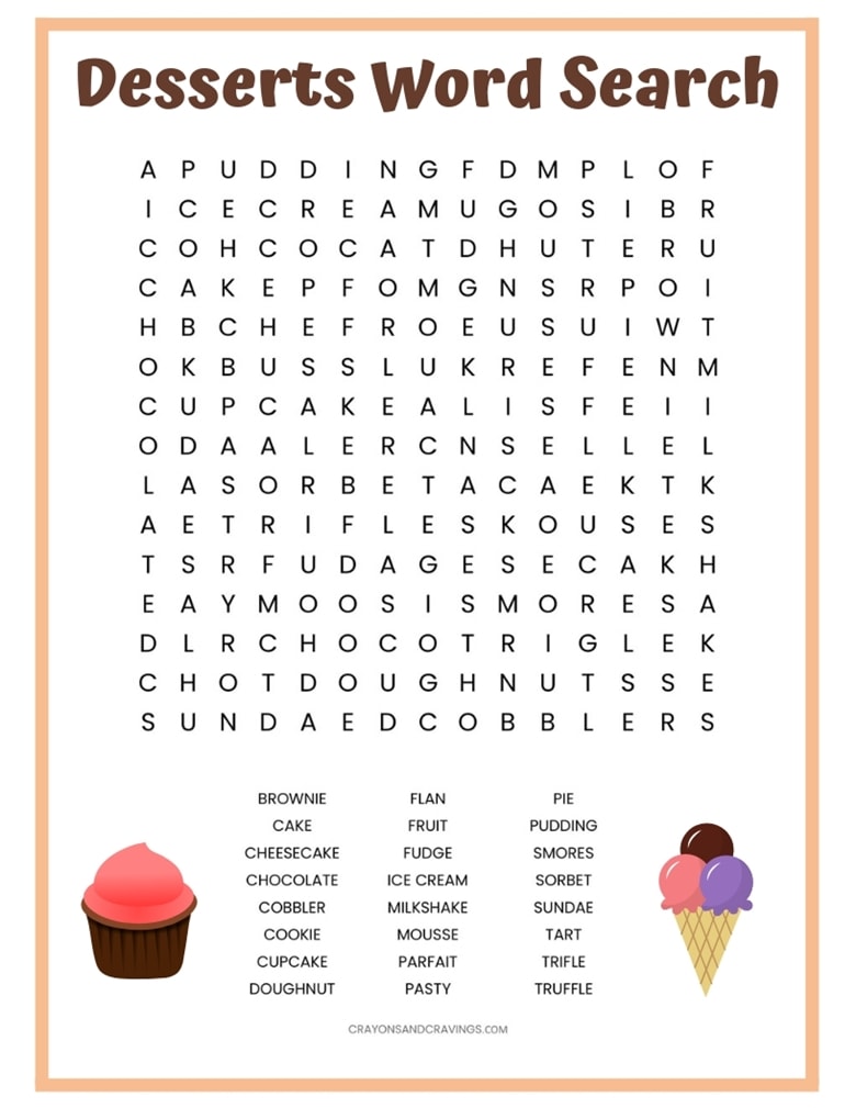 Snack Foods Word Search Puzzle  Word puzzles for kids, Free