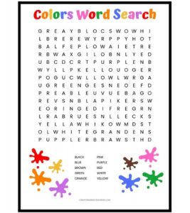 Colors Word Search Printable