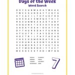 This days of the week word search has 8 words to find -- the 7 days plus the word week