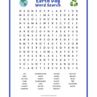 Free Earth Day Word Search Printable Worksheet