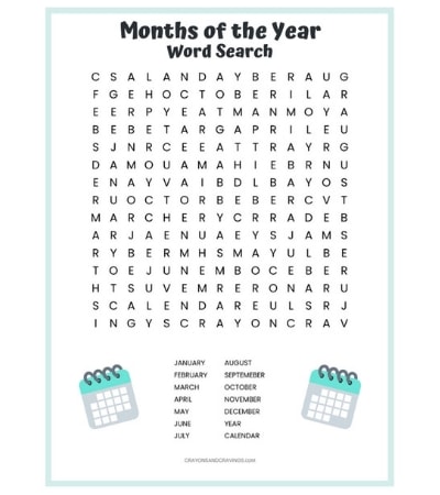 A free printable months of the year word search puzzle worksheet. This activity is great for children learning how to spell the months of the year.