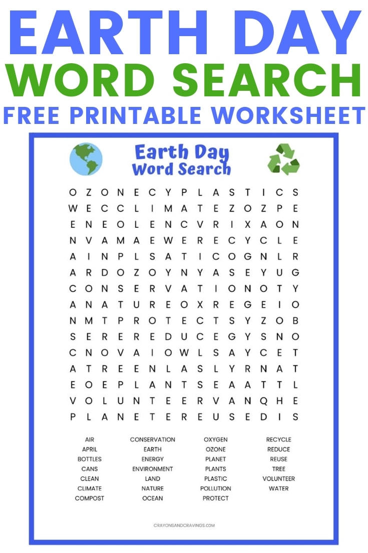 Earth Day Word Search FREE Printable Worksheet