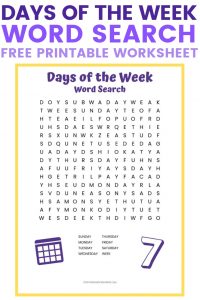 Days of the Week Word Search - FREE Printable Word Search for Kids