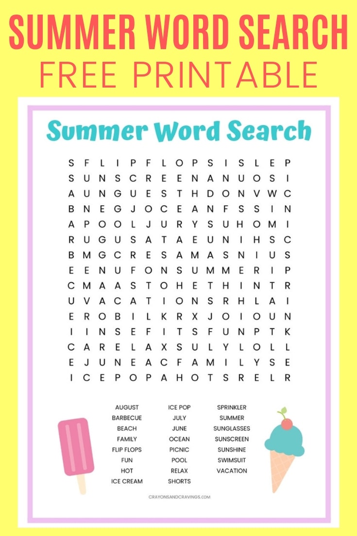 Free Summer Word Search Printable Farrah Printable