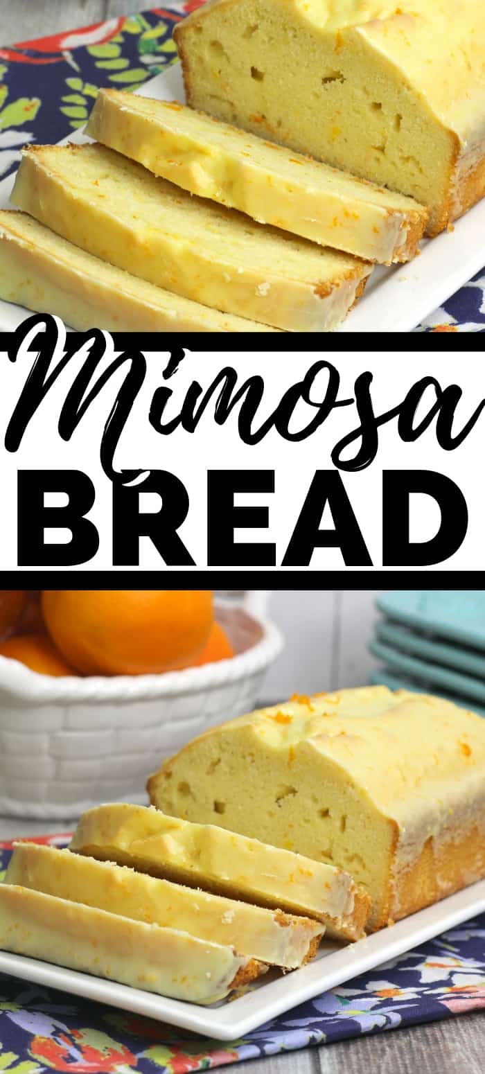 A delicious orange quick bread topped with a sweet orange glaze, this glazed mimosa bread is perfect for Mother's Day, Sunday brunch, or wedding showers.
