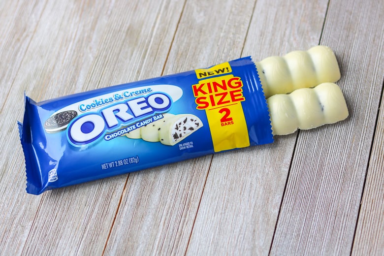 OREO Cookies &amp; Crème King Size Chocolate Bar unwrapped