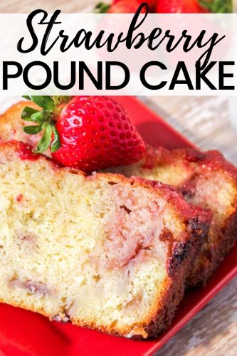 The Greek yogurt combines with bits of fresh fresh strawberries to give this homemade strawberry pound cake it's moist texture and delicious flavor.