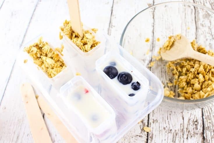 Easy Breakfast Yogurt Popsicles with Berries, & Granola