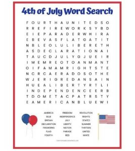Free Printable 4th of July Word Search
