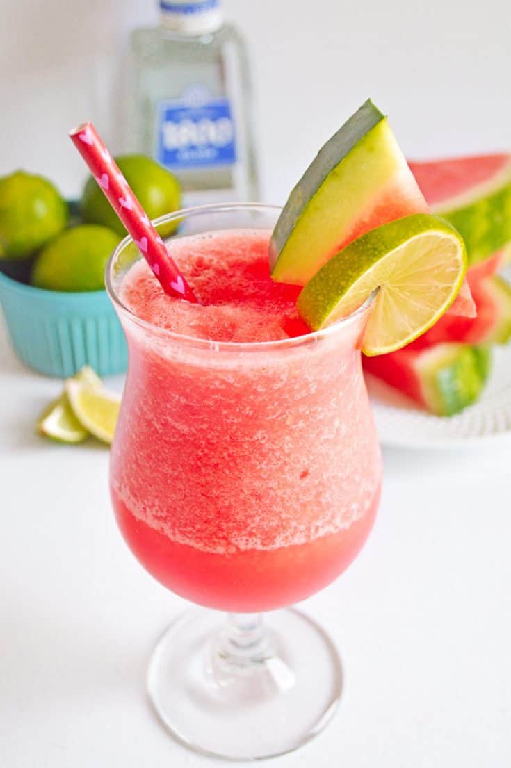 Frozen Watermelon Margarita Recipe {just 3 Ingredients Ice }