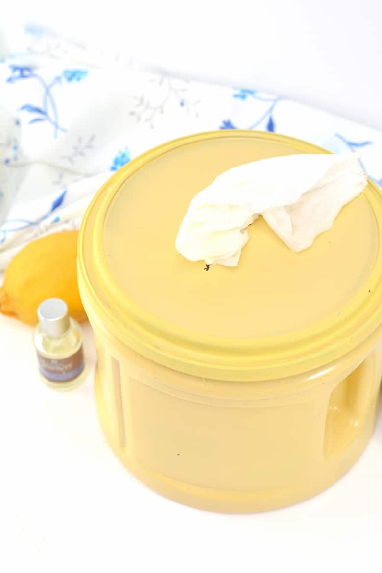 Homemade Surface Cleaning Wipes in container