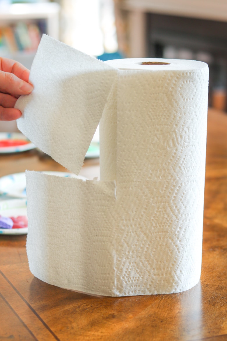 Tearing Brawny® Tear-A-Square® paper towels