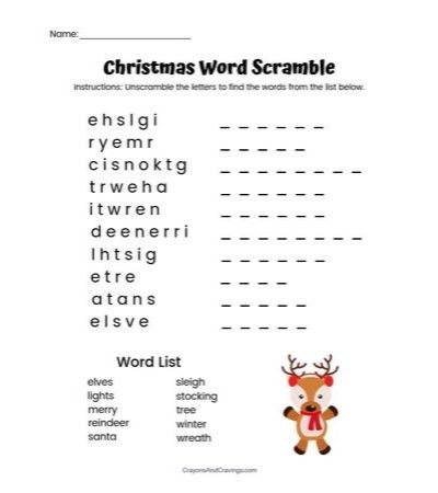 Christmas Word Puzzle Printable