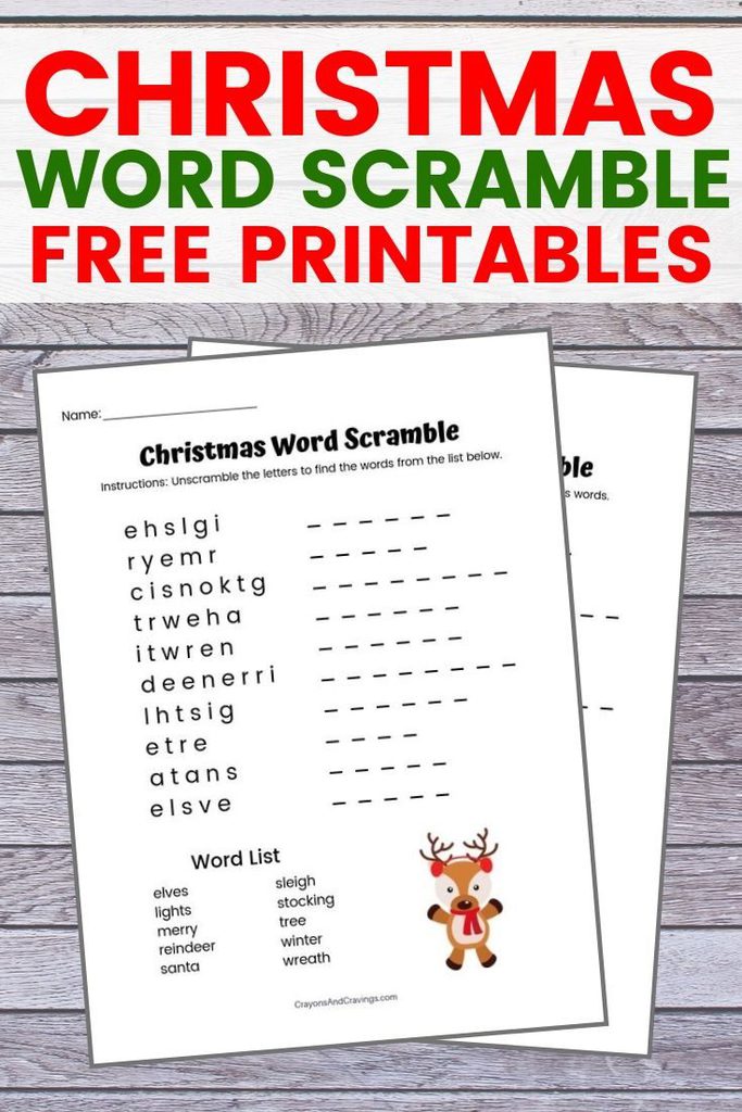 Christmas Word Scramble FREE Printable with Answer Key