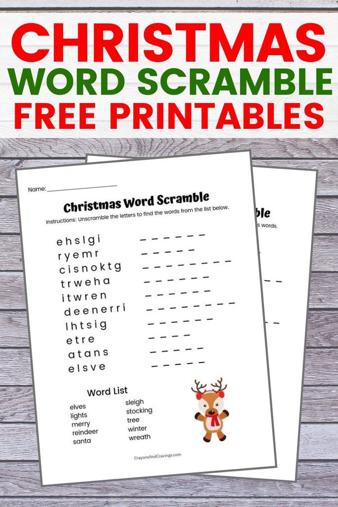 Christmas Word Scramble Worksheet for Kids