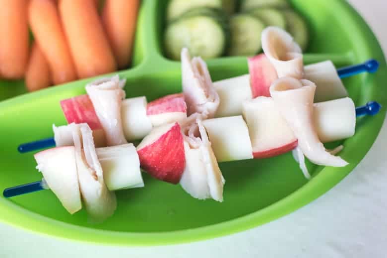 Turkey apple cheese skewers