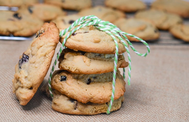 cranberry cookies tied with twine