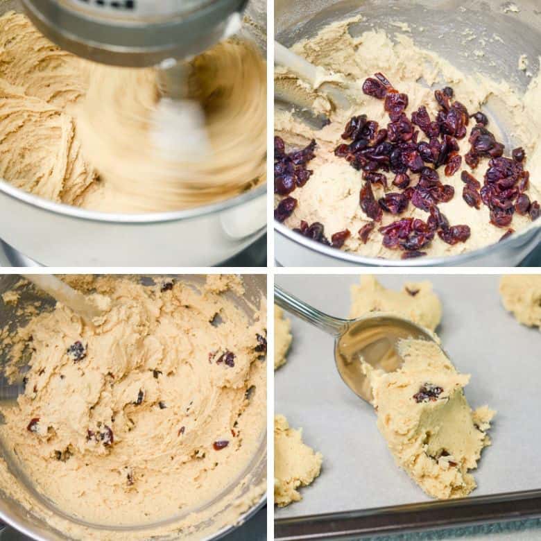 step by step images for how to make cranberry cookies