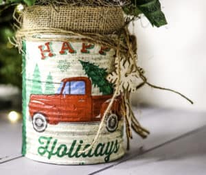 Rustic Farmhouse Floral Can Craft for Christmas