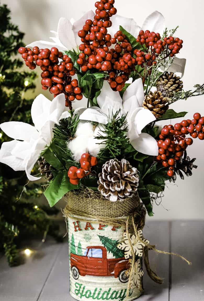 Dollar Tree Christmas Tin Can Craft