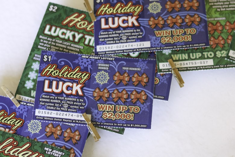 Holiday lottery ticket wreath