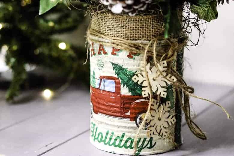 Rustic Farmhouse Floral Can Craft For Christmas Dollar Tree Diy