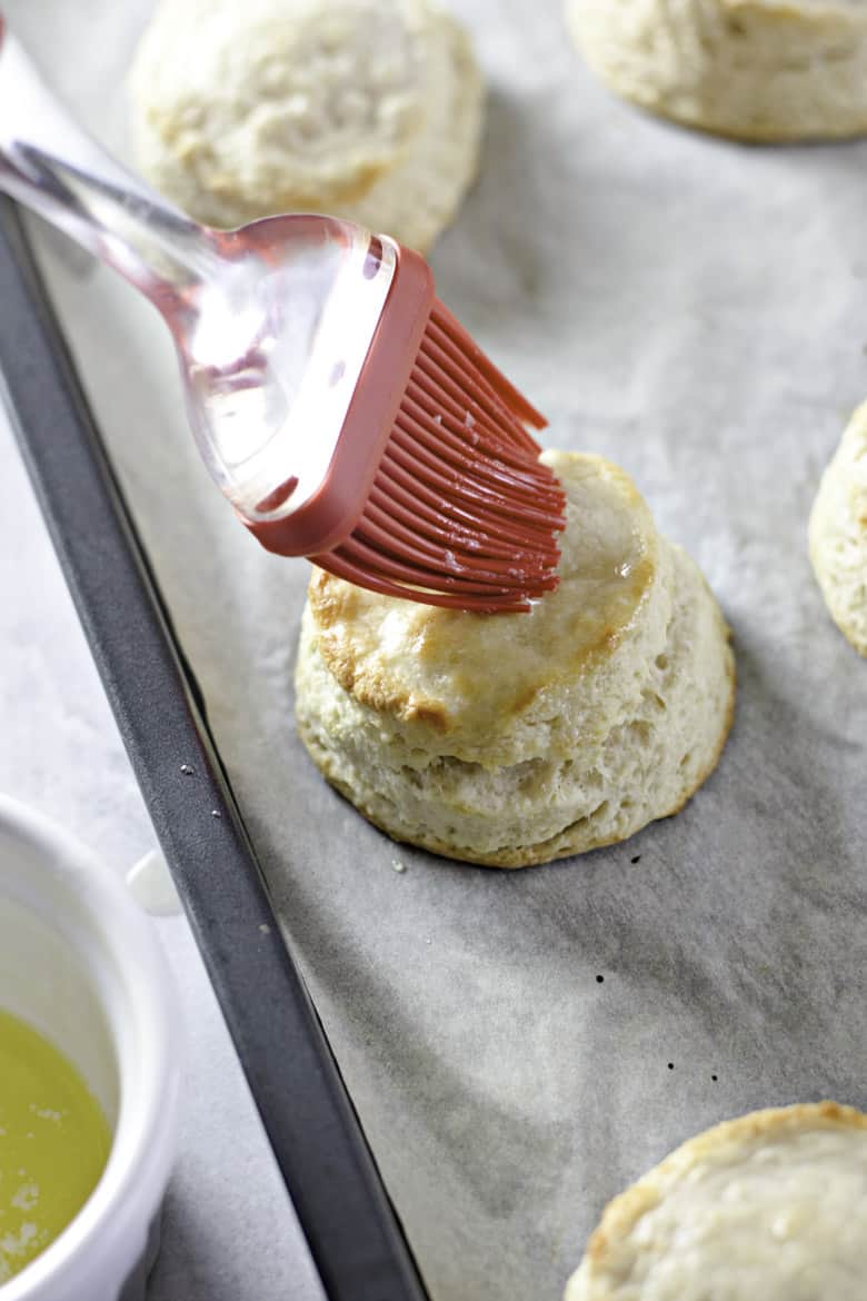 brush butter on baked biscuits