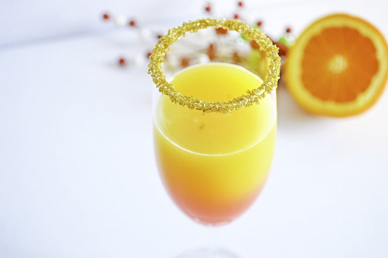 christmas mimosa recipe in glass