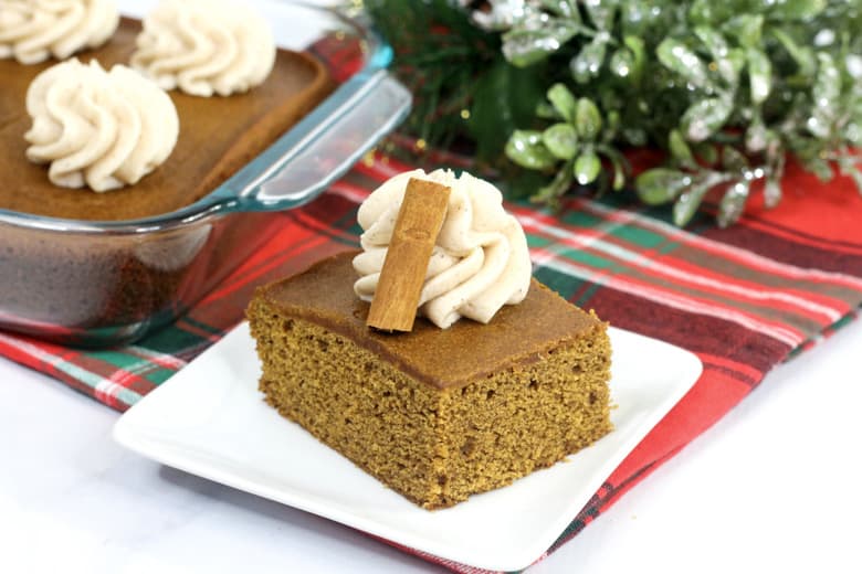 plated gingerbread cake