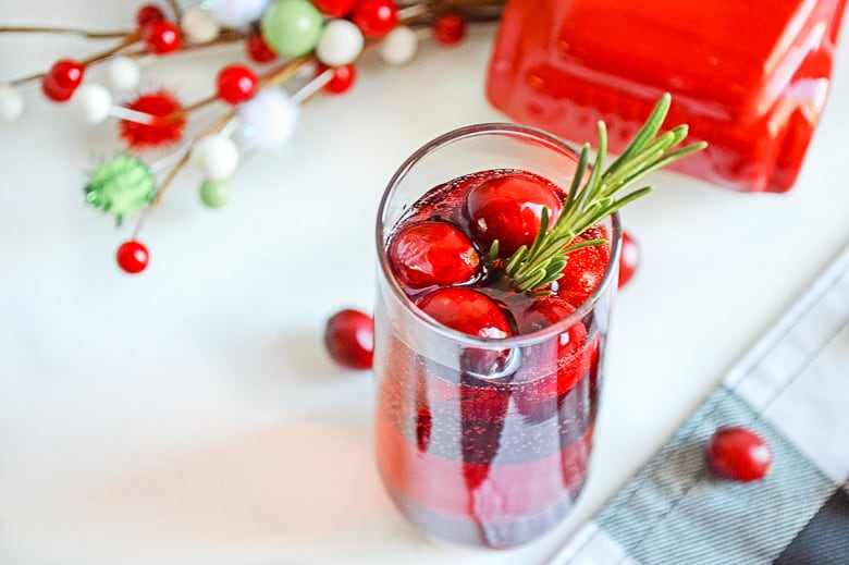 overhead of cranberry mimosa