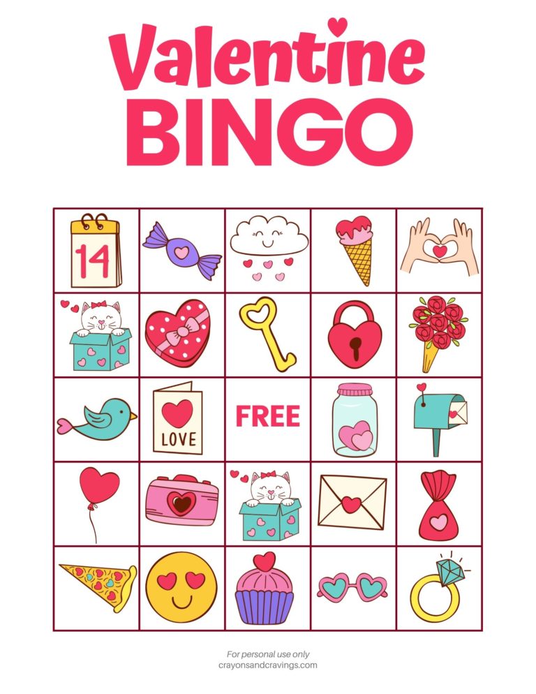 Valentine Bingo Cards Printable Free