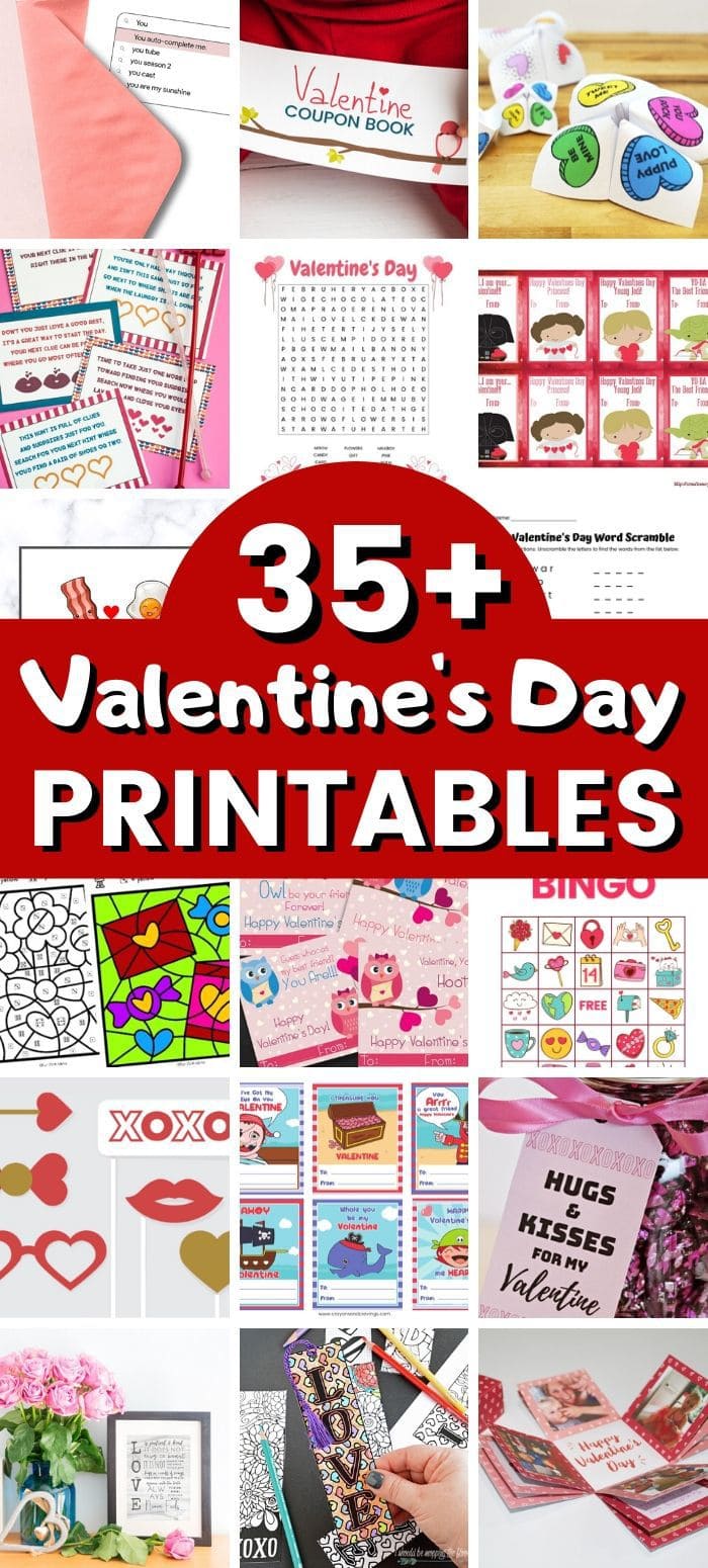 35+ Valentine's Day Printables including printable cards, printable kids activites, gift ideas, and more.