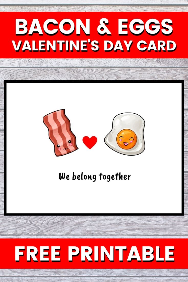 Bacon Eggs Valentine's Day Card Printable