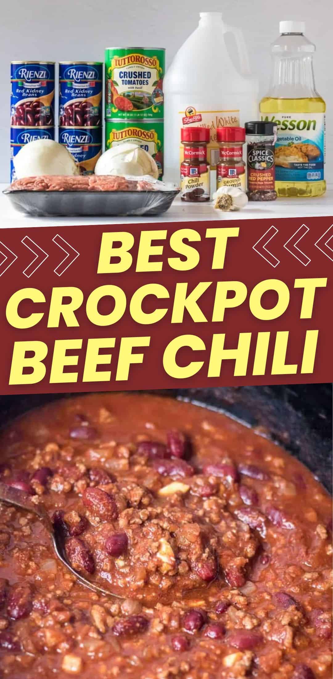 Easy Crockpot Chili Recipe with Ground Beef (and Beans!)