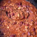 Beef chili in crockpot.