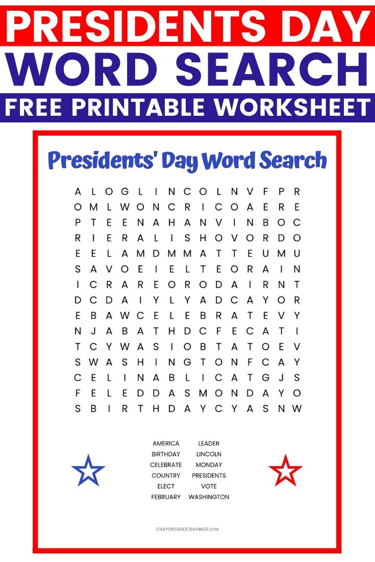 Presidents Day Word Search Free Printables