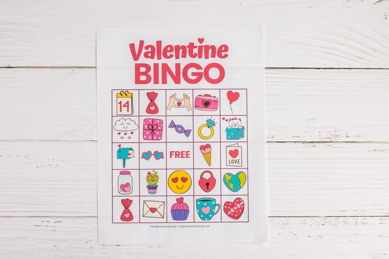 Valentine's Day Bingo Game Board