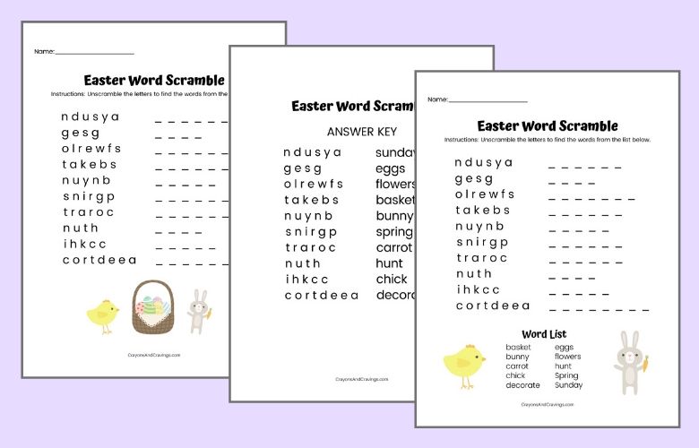 Easter Word Jumbles for Kids