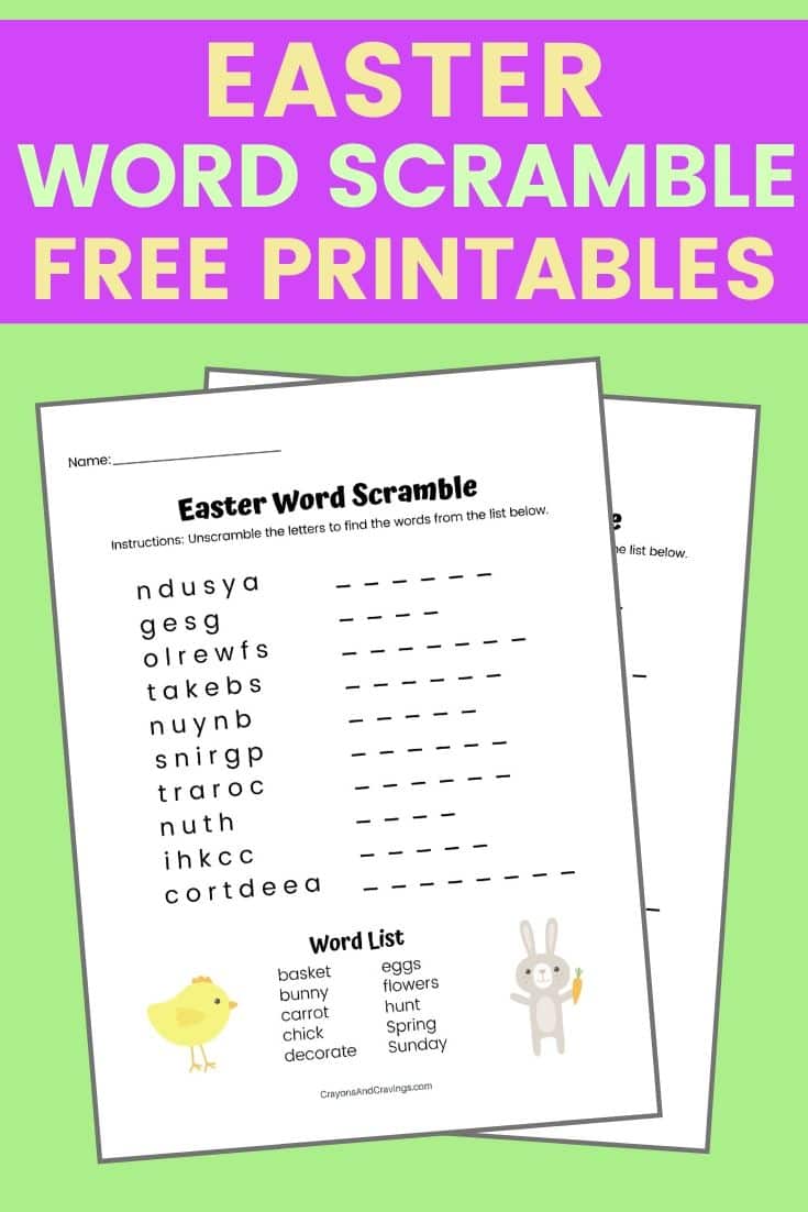 Easter Word Scramble Free Printables.